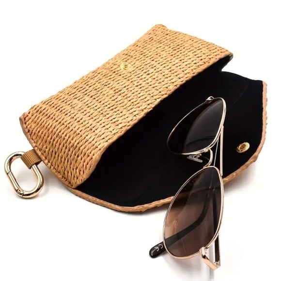 WOVEN Raffia Straw Sunglasses Glasses Sunnies Holder Keychain Unisex BRAND NEW - Picture 2 of 13